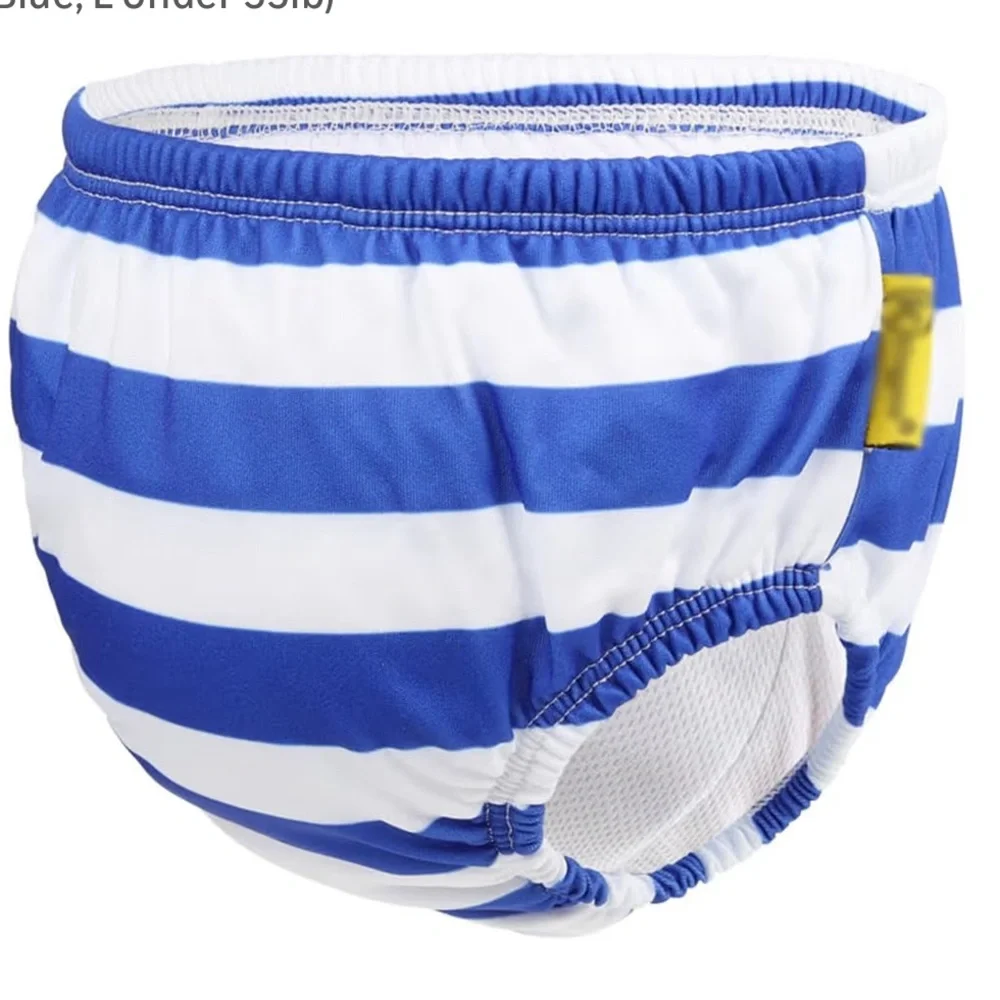 Kids Swim Diaper - Blue & White Stripe nwt large 28-55 pounds reusable washable